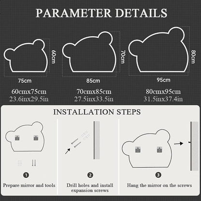LTSRLL LED Vanity Mirror Cute Bear Decorative Mirror - Image 4