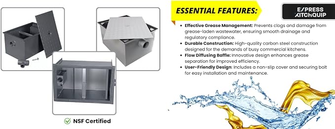 Commercial Grease Trap Interceptor – Heavy Duty Carbon Steel 20 LB Grease Trap - Image 4