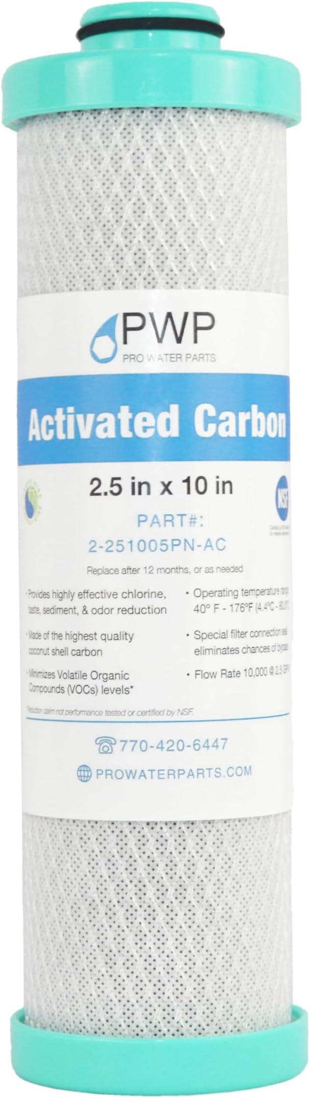 2 Pack 2.5 x 10" RV Water Filter Replaces FRE-10-GN Activated Carbon Block - Image 4