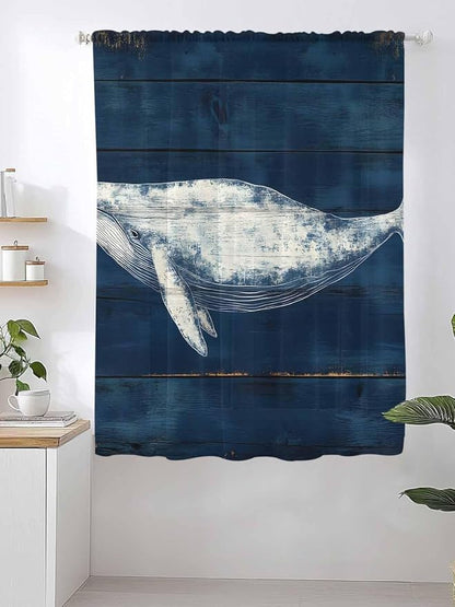 Sheer Curtains 72 Inches Long, Summer Whale Semi Sheer Curtains Light Filtering - Image 2