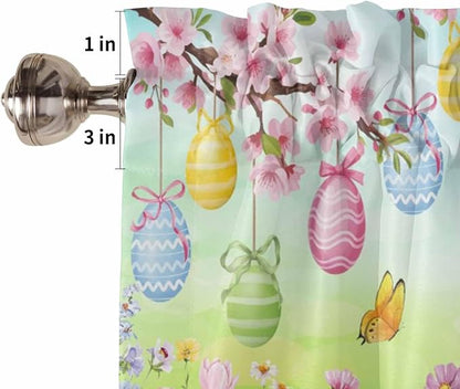 Easter Half Window Curtain 36 Inches Long, Spring Bunny Colorful Rabbit Eggs - Image 6