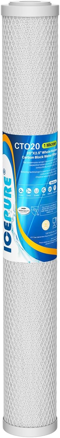 ICEPURE 1 Micron 20" x 2.5" Whole House CTO Carbon Sediment Water Filter by ICEPURE