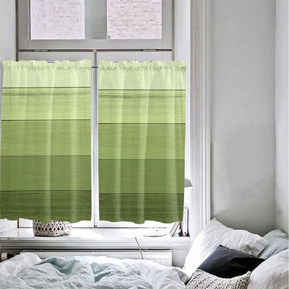 Gradient Green Wooden Board Window Valance Curtains, Retro Country Wood Grain - Image 7