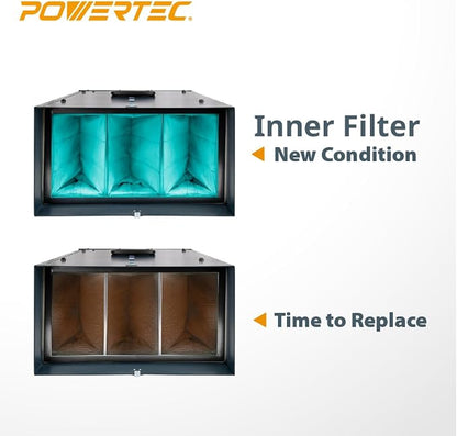 POWERTEC AF1045 3-Speed Remote Controlled Air Filtration System w/Extra Inner & - Image 5