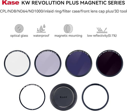 Kase 112mm KW Revolution Plus Master Kit, Includes CPL, ND8/64/1000, Inlaid Ring - Image 2