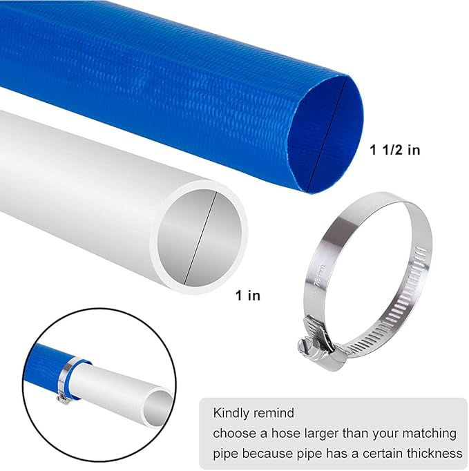 1 1/2 IN x 100 FT Pool Backwash Hose, Heavy Duty Flat Discharge Hose, Weather - Image 2