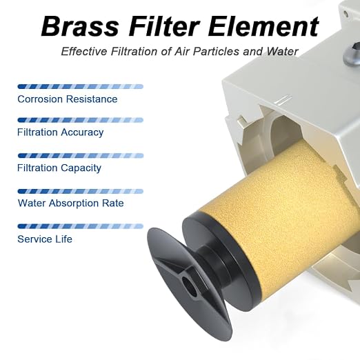 AIRZOE 3/4" NPT Compressed Air Filter Regulator Lubricator Combo, Air - Image 5
