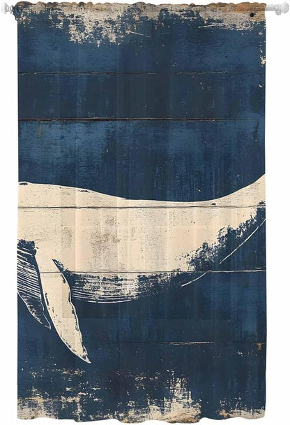 Sheer Curtains 108 Inches Long, Ocean Whale Blue Semi Sheer Curtains Light by Unknown