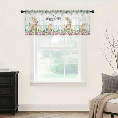 Easter Sheer Valances for Windows 42"x18", Light Filtering Kitchen Curtains - Image 9