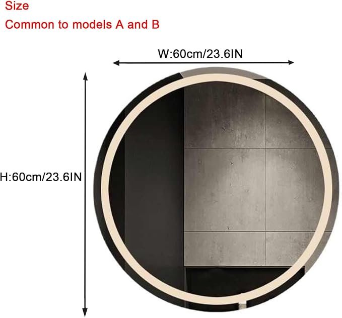 Round LED Bathroom Mirror with Light, Round Bathroom Mirror with LED Lights and - Image 2