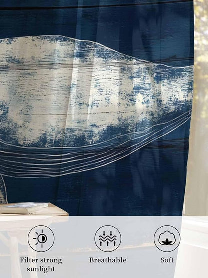 Sheer Curtains 72 Inches Long, Summer Whale Semi Sheer Curtains Light Filtering - Image 6