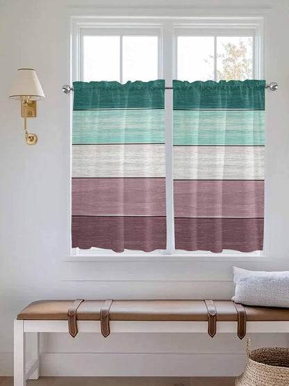 Retro Farm Woodcuts Texture Window Valance Curtains, 2 Panel - Image 2