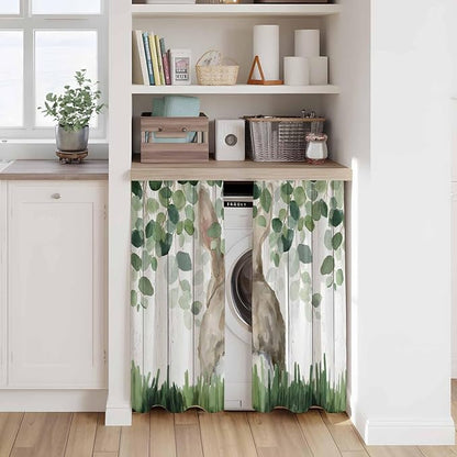 Easter Tier Curtains, Country Rabbit Botanical Leaves Wooden Grain Light - Image 7