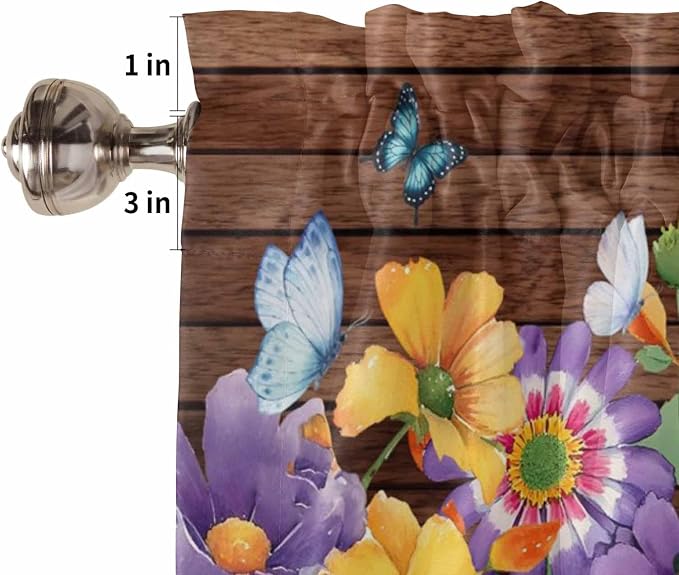 Spring Flowers Half Window Curtains 24 Inches Long, Watercolor Farmhouse - Image 6