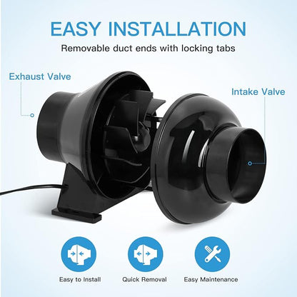 iPower 4 Inch 230 CFM Inline Fan Circulation Vent Blower, Air Carbon Filter - Image 5
