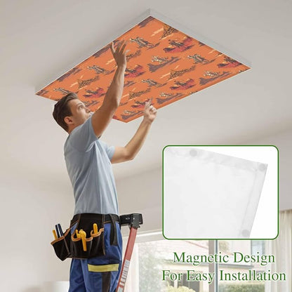 Cowboys Horses 4 Pcs Fluorescent Light Covers 4 x 2 Feet, Desert Ethnic Winds - Image 3