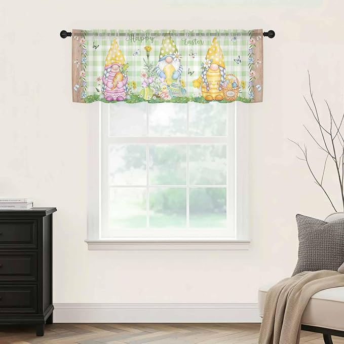 Easter Sheer Valances for Windows 60"x18", Light Filtering Kitchen Curtains - Image 9