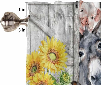 Farmhouse Kitchen Curtains 54 Inches length, Watercolor Sunflowers Animals - Image 6