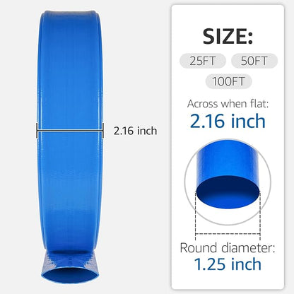 1.25" x 100 FT Pool Backwash Hose, Heavy Duty PVC Discharge Hose, Lay Flat - Image 3