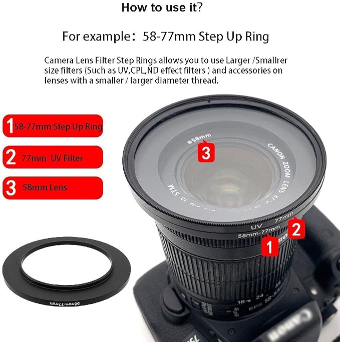95 to 82mm Metal Step Rings, 95mm to 82mm Step Down Ring Filter Ring Adapter - Image 7