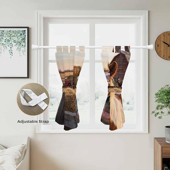 Farm Horses Bedroom Curtains 63 Inch Length, Window Curtains Tab Top, Farmhouse - Image 5