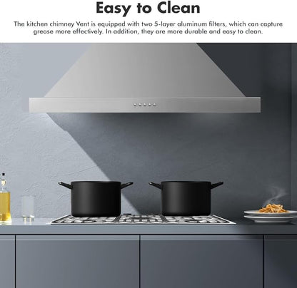48 inch Wall Mount Range Hood Vent Convertible Vent 800CFM Stainless Steel - Image 7