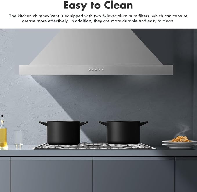 VAV Upgraded 48 inch Wall Mount Range Hood Vent Convertible Dual Motors 1500CFM - Image 7