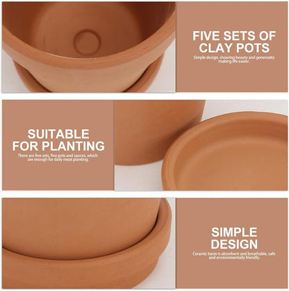 Veemoon 5pcs Red Clay Succulent Flower Pots - Image 6