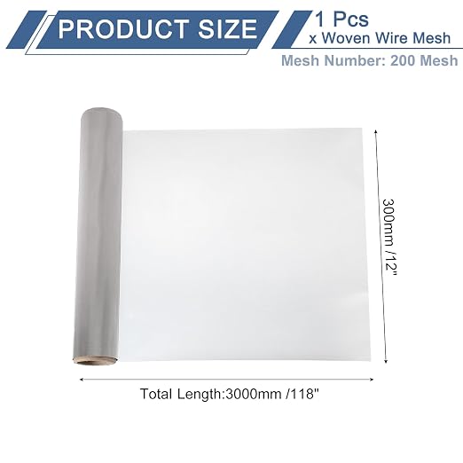 uxcell 200 Mesh 118" x 12" Woven Wire Mesh, 304 Stainless Steel Air Vent Filter - Image 2