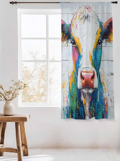 Sheer Curtains 63 Inch Length, Farmhouse Oil Painting Semi Sheer Curtains Light - Image 3