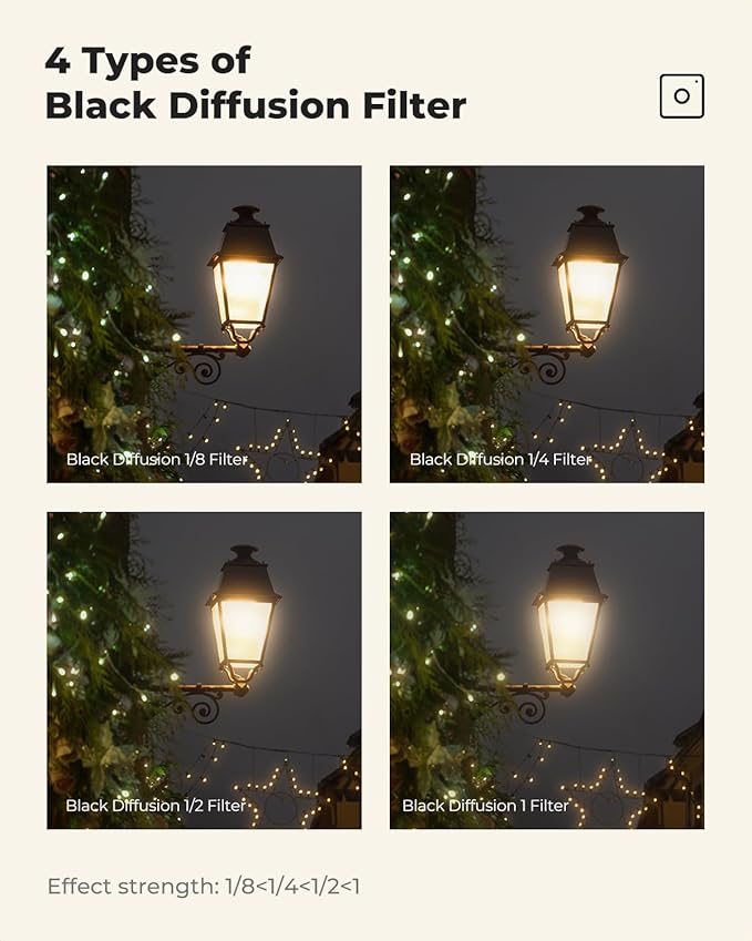 K&F CONCEPT 82mm Black Diffusion 1/2 Filter Mist Cinematic Effect Filter - Image 6