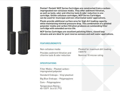 Pentair Pentek NCP-BB Big Blue Carbon Water Filter, Whole House Non-Cellulose - Image 4