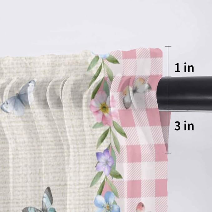 Easter Sheer Valances for Windows 42"x12", Light Filtering Kitchen Curtains - Image 7