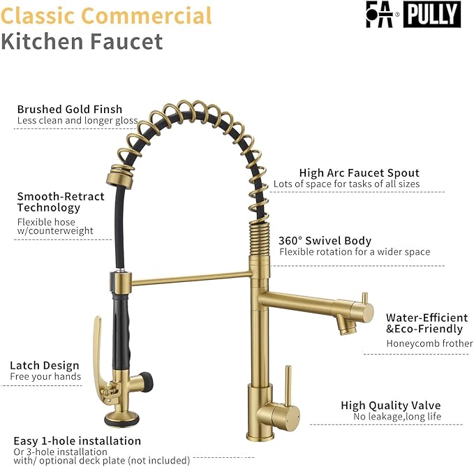 Brushed Gold Kitchen Faucet - Image 6