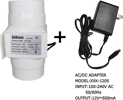 Inline Duct Fans 3 Inch 12V Extractor Fan 6W 47Cfm Plastic Variable Vent Blower - Image 4