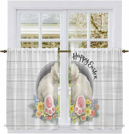 Easter Bunny Kitchen Curtains 45 Inch Long 2 Panel Set, Rod Pocket Window - Image 2