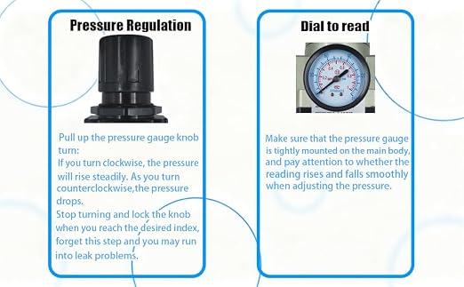 HengMinLingTong 1/2" NPT Compressed Air Filter Regulator Combo Piggyback - Image 6