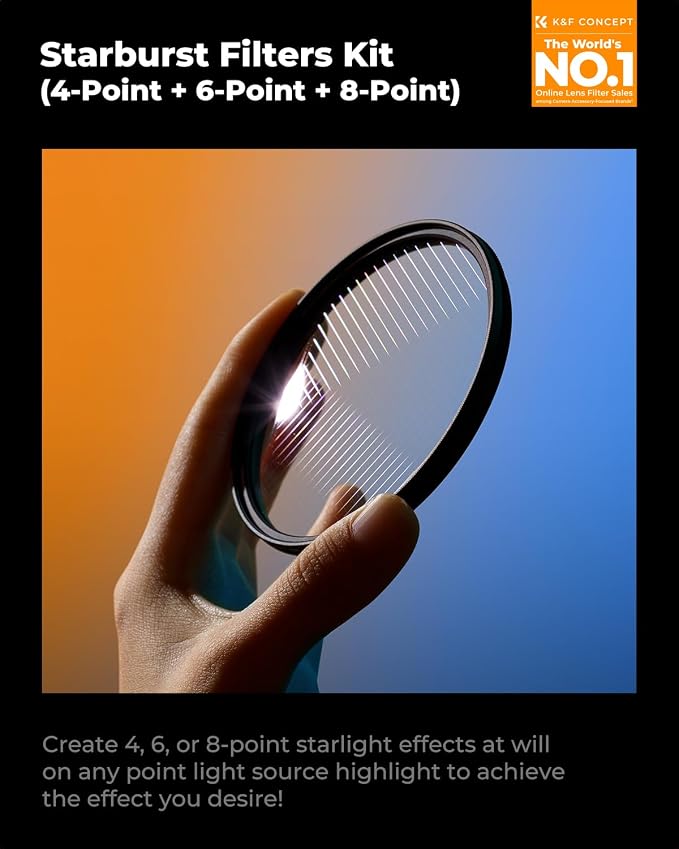 K&F CONCEPT 62mm Star Filters Kit 4 Points 6 Points 8 Points Cross Screen - Image 2