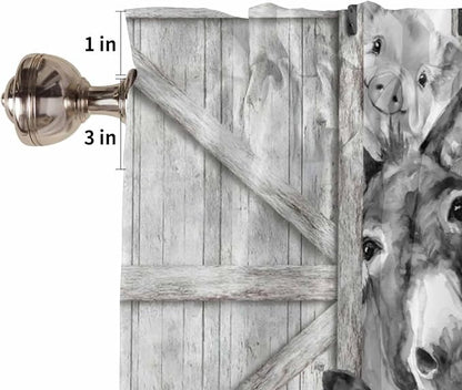 Grey Farmhouse Half Window Curtains 24 Inches Long, Vintage Sunflowers Animals - Image 6