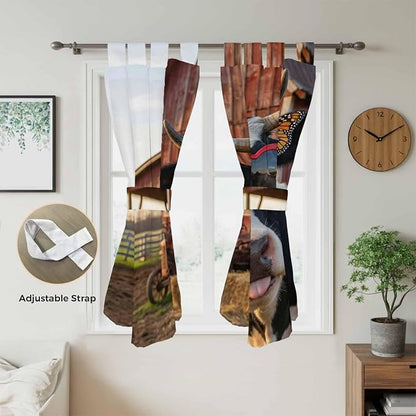 Farm Cows Bathroom Curtains 63 Inch Length, Window Curtains Tab Top, Farmhouse - Image 5
