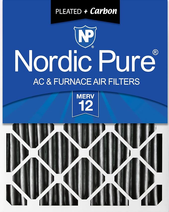 Nordic Pure 16x25x4 Pleated Air Filter MERV 12 Pleated + Carbon 1 Pack by NordicPure
