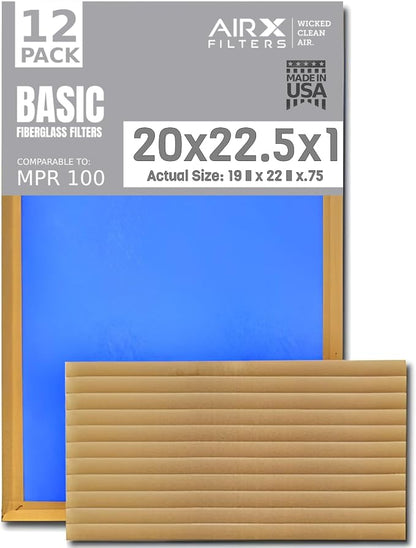20x22.5x1 Air Filter Comparable to MPR 100 Basic Economy Furnace Filters by AIRXFILTERSWICKEDCLEANAIR