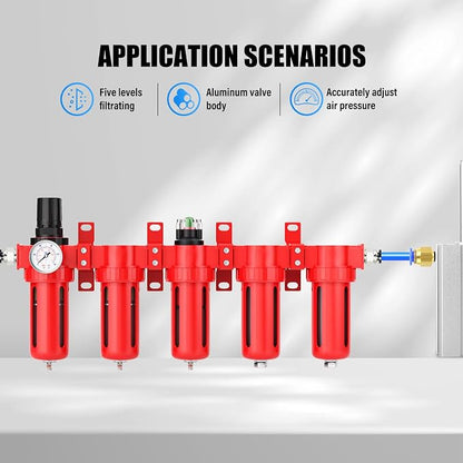 3/8" NPT Industrial Grade 5 Stage Aluminum Air Drying System, Double Coalescing - Image 7