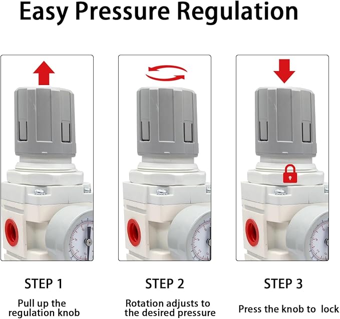YSIL 1/2" NPT Compressed Air Filter Regulator Lubricator Two Units Combo Air - Image 6