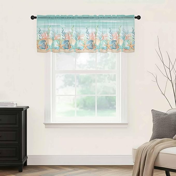 Summer Beach Sheer Valance Curtains - Image 5
