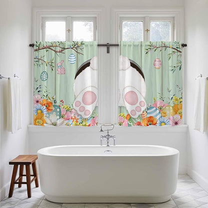 Easter Kitchen Curtains 45 Inch Long 2 Panel Set, Rod Pocket Window Treatment - Image 5
