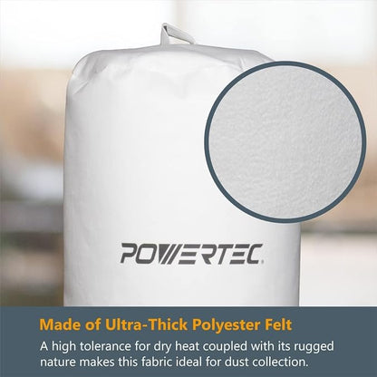 POWERTEC 70426 Dust Collector Bags and Clamp Set | 21" x 31" x 1 Micron Filter - Image 4
