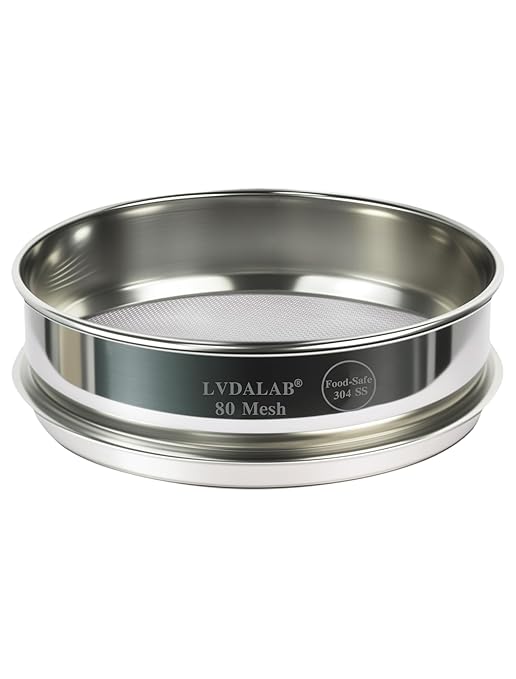 All 304 Stainless Steel 80 Mesh Test Sieve, 8 Inch/20cm Diameter, Powder Sifter by LVDALAB