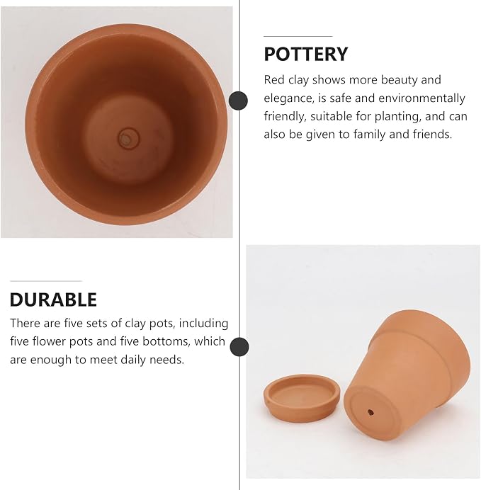 Veemoon 5pcs Red Clay Succulent Flower Pots - Image 3