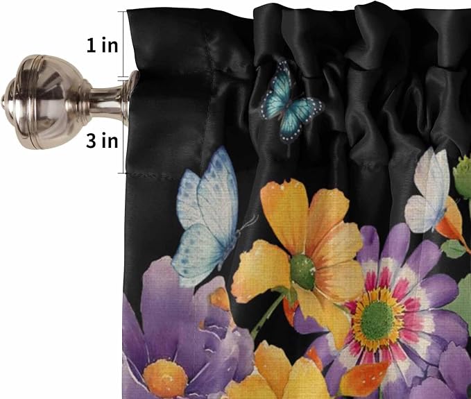 Spring Flowers Tier Curtains 45 Inches Long, Watercolor Country Colorful Floral - Image 6
